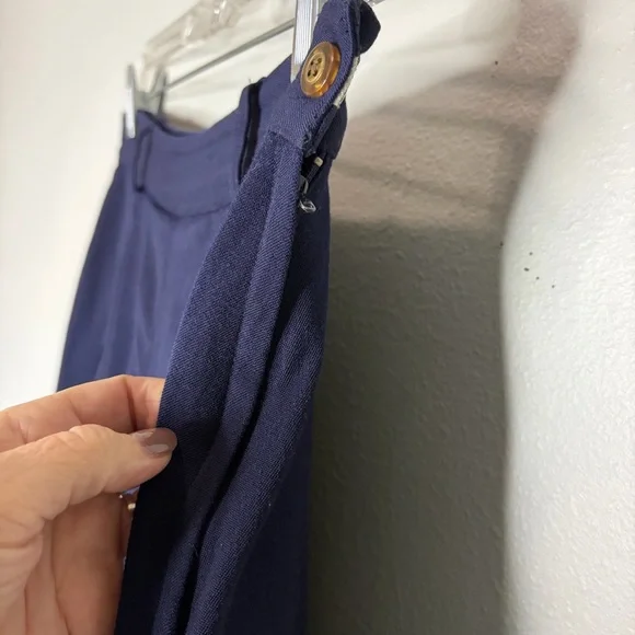 Alfred Sung Sport Wool Wide Leg Crop Trouser Pants Women Small Navy Chic Career - Picture 4 of 8